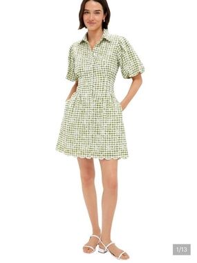 Tuckernuck Green Gingham Button-Front Midi Dress